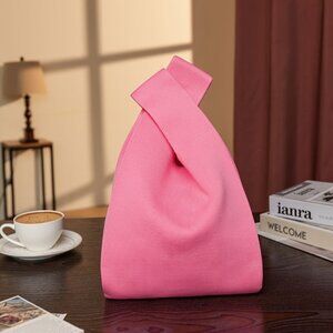 Mini Knitted Satchel Bag For Women, Sweet Fresh Solid Color Casual Handbag